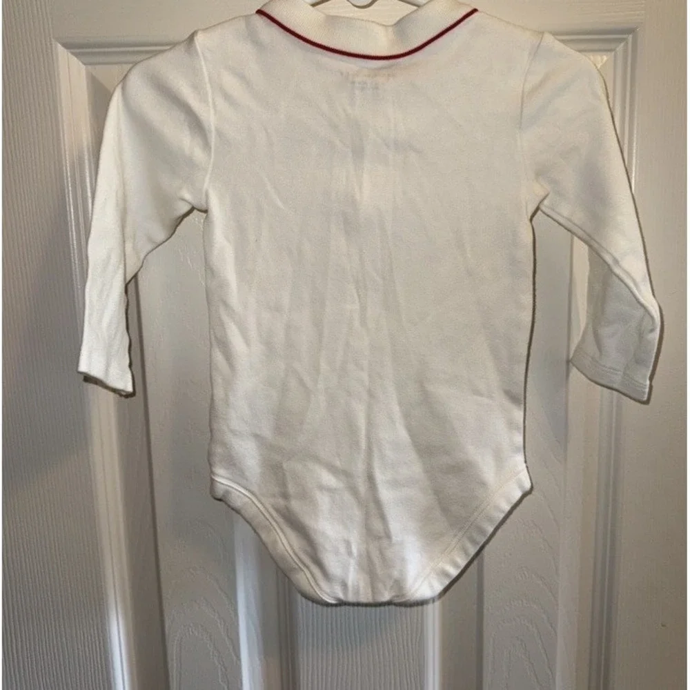 Janie and Jack bodysuit‎ Long Sleeve 6-12 Months Train Red Trim Christmas